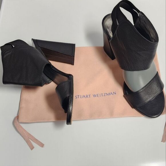 🐢 Stuart Weitzman Black Stewpot heels Excellent condition. 3 inch heel - Picture 1 of 8